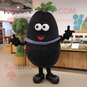 Black Radish mascot costume character dressed with a Graphic Tee and Belts