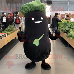 Black Radish mascot costume character dressed with a Graphic Tee and Belts