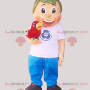 Mascot boy with hair in the shape of leaves - Redbrokoly.com