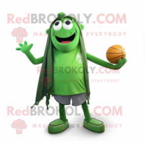 Forest Green Juggle mascot costume character dressed with a Tank Top and Scarf clips