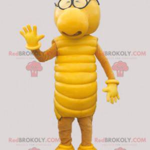 Mascotte bruco giallo. Mascotte creatura gialla. -