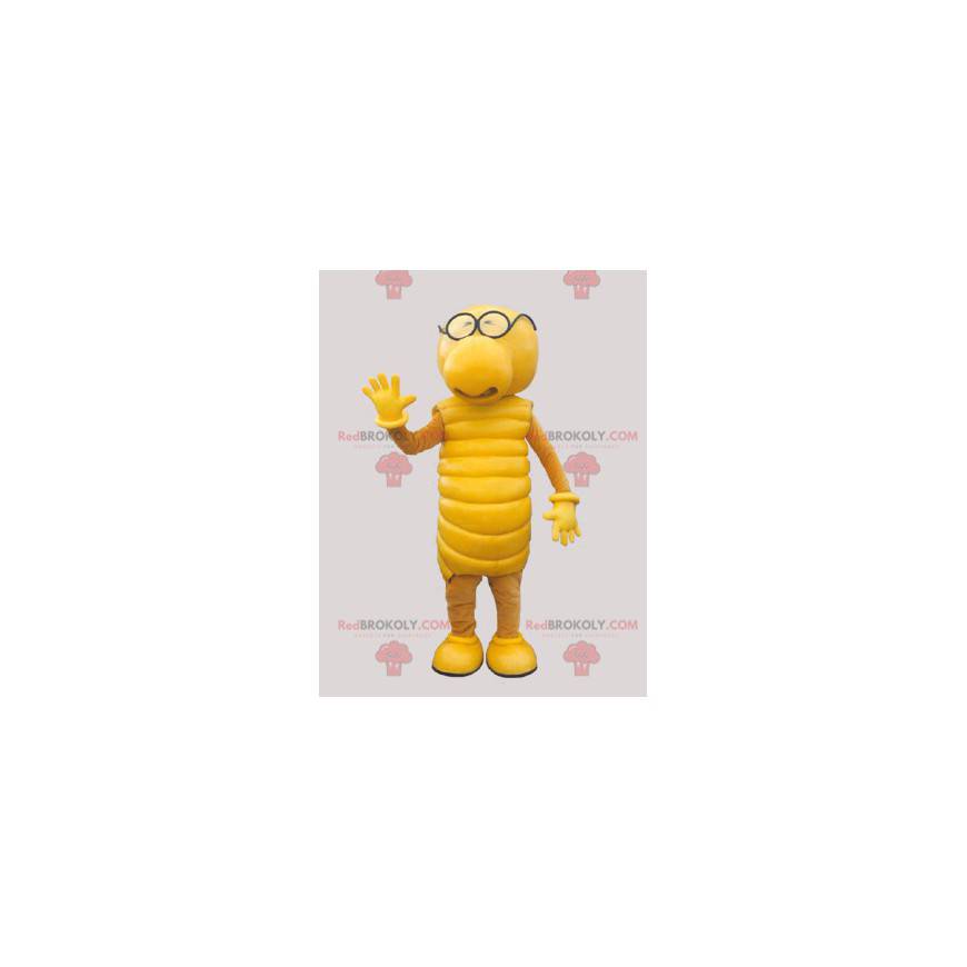 Yellow caterpillar mascot. Yellow creature mascot. -