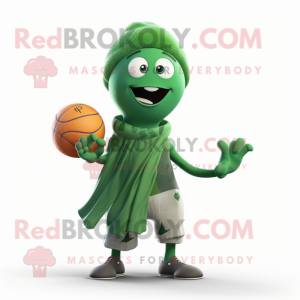 Forest Green Juggle mascot costume character dressed with a Tank Top and Scarf clips