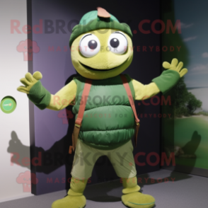 Forest Green Juggle mascot costume character dressed with a Tank Top and Scarf clips