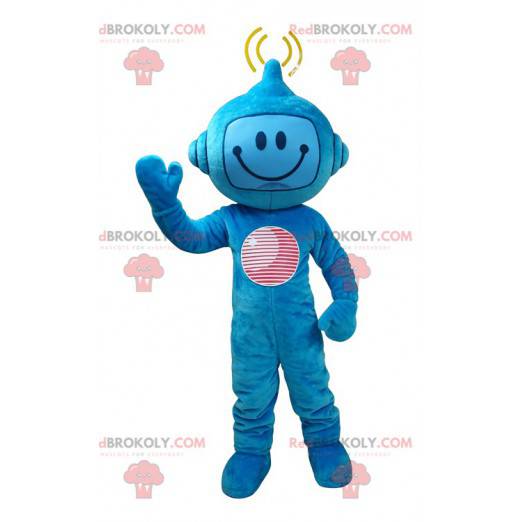 Mascota de personaje futurista azul. Mascota robot -