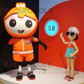 Orange Miso Soup mascot costume character dressed with a One-Piece Swimsuit and Bracelet watches