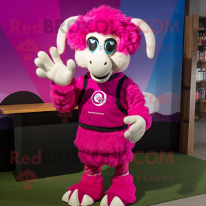 Magenta Ram maskot kostume...