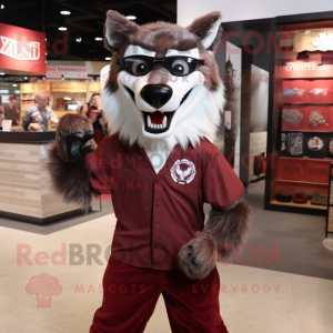 Maroon Wolf maskot kostym...