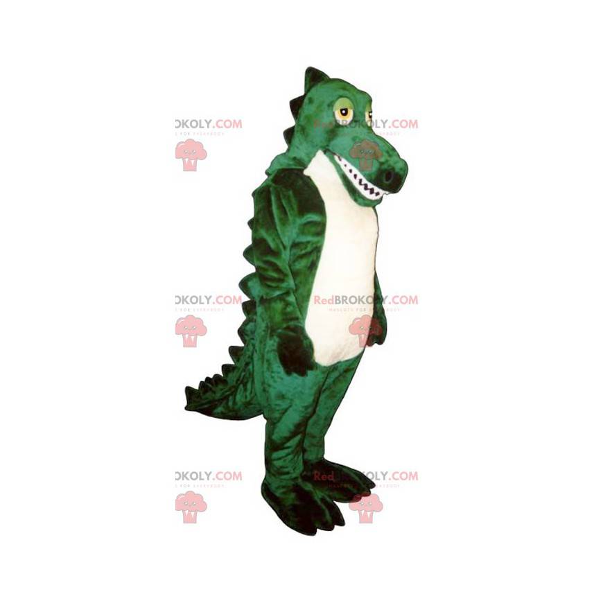 Grøn og hvid krokodille maskot - Redbrokoly.com