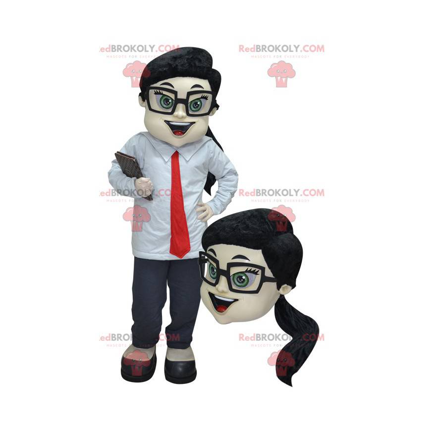 Mascotte donna commerciale in giacca e cravatta - Redbrokoly.com