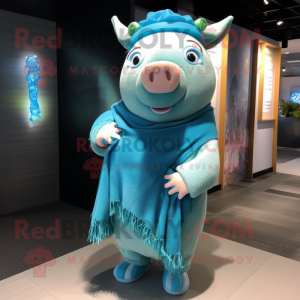 Turquoise Pig mascotte...