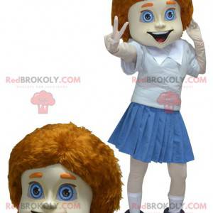 Red-haired girl schoolgirl mascot in uniform - Redbrokoly.com