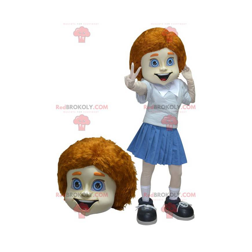 Mascotte della scolara della ragazza dai capelli rossi in