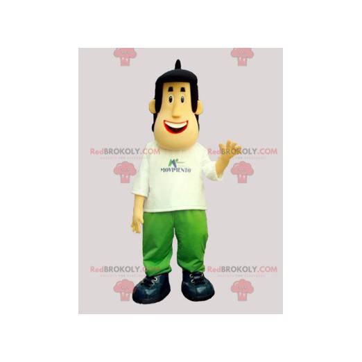 Mascotte uomo marrone vestito di bianco e verde - Redbrokoly.com
