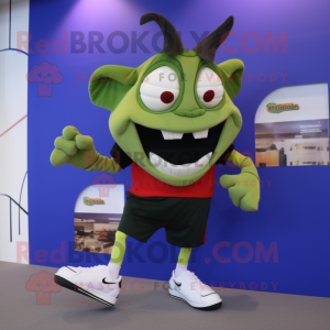 Olive Vampire mascot costume character dressed with a Running Shorts and Wallets