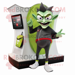 Olive Vampire mascot costume character dressed with a Running Shorts and Wallets