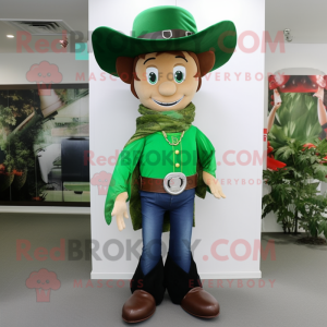 Forest Green Cowboy mascot costume character dressed with a Dress and Earrings