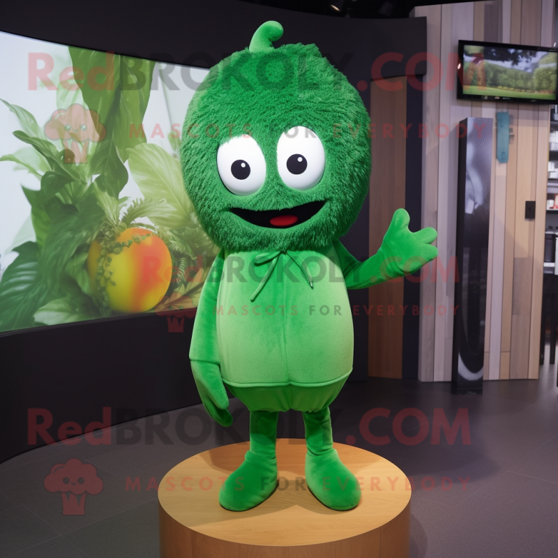 Forest Green Squash mascot costume character dressed with a Hoodie and Hairpins