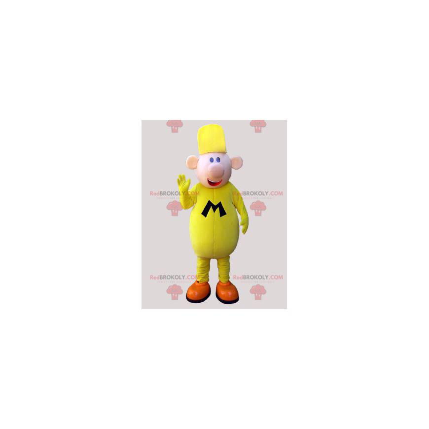 Mascota del hombre amarillo grande riendo - Redbrokoly.com