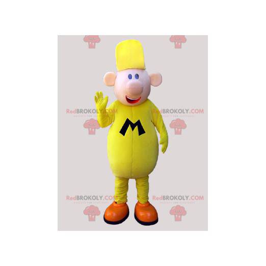 Big yellow man mascot laughing - Redbrokoly.com