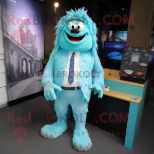 Cyan Yeti maskot kostym...