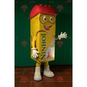 Mascot cartón de leche gigante amarillo y rojo - Redbrokoly.com