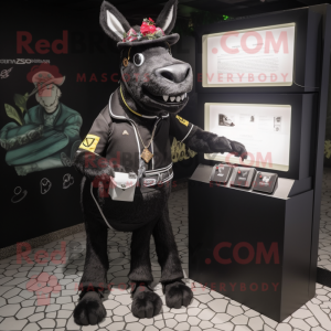 Black Donkey mascot costume character dressed with a Rash Guard and Handbags