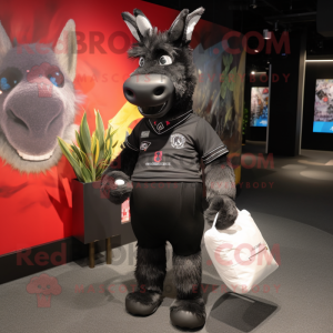 Black Donkey mascot costume character dressed with a Rash Guard and Handbags