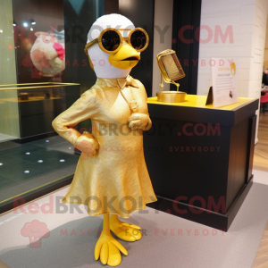 Gold Gosling maskot kostume...