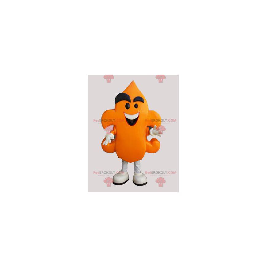 Mascote do homem engraçado laranja. Fantasia de boneco de neve