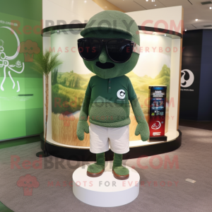 Olive Camera mascot costume character dressed with a Polo Tee and Sunglasses