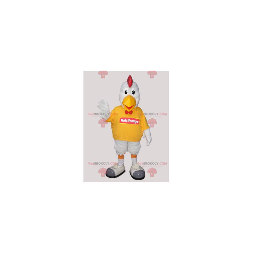Hvid hane maskot. Kyllingemaskot - Redbrokoly.com