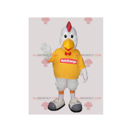 Hvid hane maskot. Kyllingemaskot - Redbrokoly.com