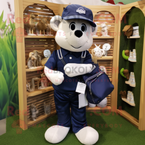 Navy Golf Bag mascot costume character dressed with a Dungarees and Keychains