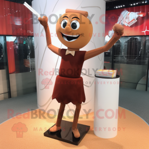 Brown Acrobat mascot costume character dressed with a Pencil Skirt and Cufflinks