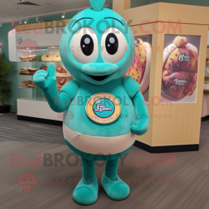 Teal Bagels maskot kostume...