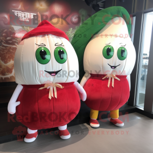 nan Radish mascot costume character dressed with a Bikini and Wraps