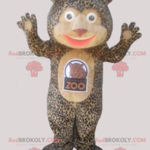 Nallebjörnmaskot med en leopardrock - Redbrokoly.com