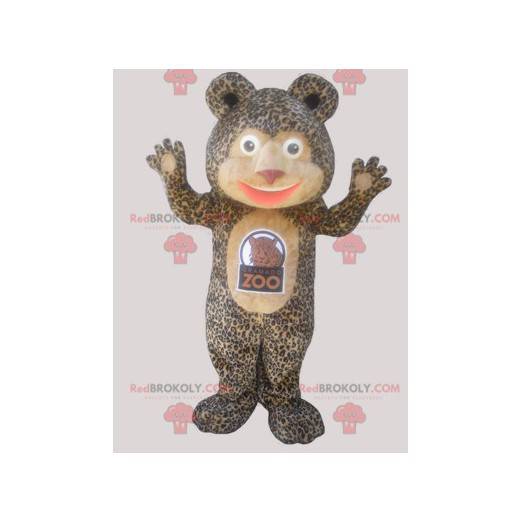 Mascotte dell'orsacchiotto con un cappotto leopardato -
