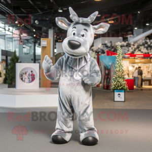 Silver Moose mascot costume character dressed with a Playsuit and Keychains