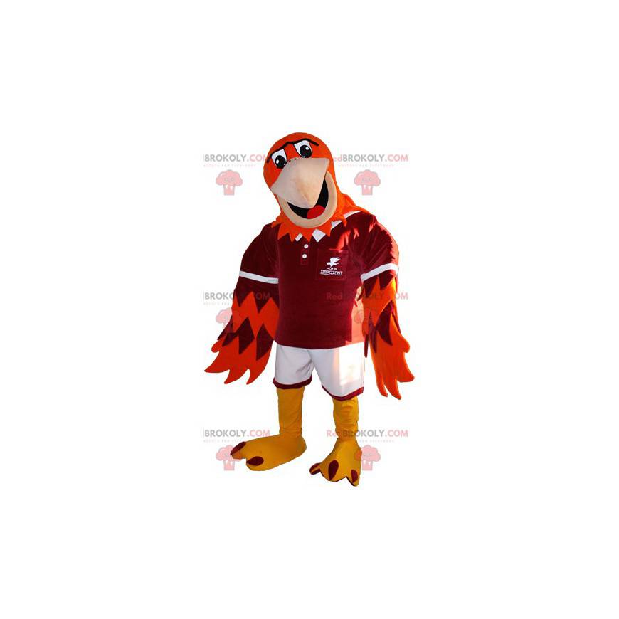 Rød orange og gul fuglemaskot - Redbrokoly.com