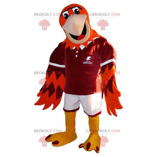 Rot-orange und gelbes Vogelmaskottchen - Redbrokoly.com