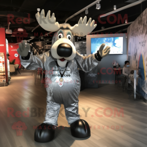 Silver Moose mascot costume character dressed with a Playsuit and Keychains