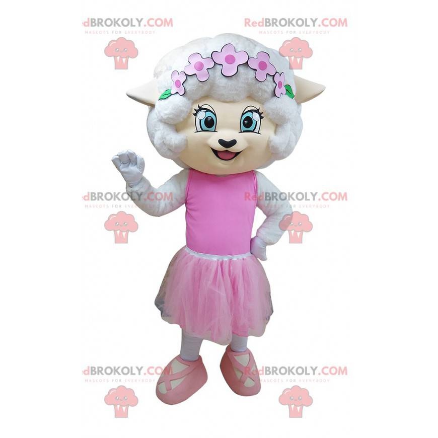 Mascotte de souris blanche en tenue de danseuse - Redbrokoly.com