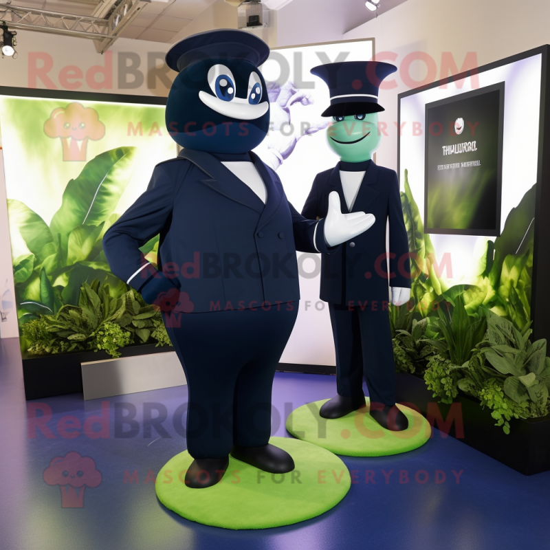 Navy Spinach mascot costume character dressed with a Tuxedo and Digital watches Navy Spinach mascot costume character dressed with a Tuxedo and Digital watches