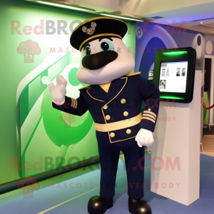 Navy Spinach mascot costume character dressed with a Tuxedo and Digital watches