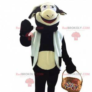 Mascotte de vache noire et blanc géante - Redbrokoly.com