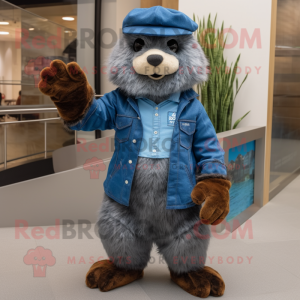 Blauer Marmot Maskottchen...