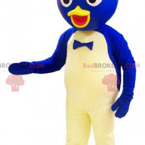 Mascote pato azul e branco com cabeça redonda - Redbrokoly.com