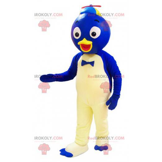 Blue and white duck mascot with a round head - Redbrokoly.com